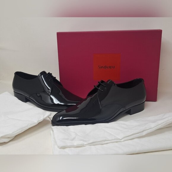 NEW Saint Laurent Men's Formal Dress Shoes Shiny Glossy Tuxedo 42 EU 9 US - Picture 1 of 16